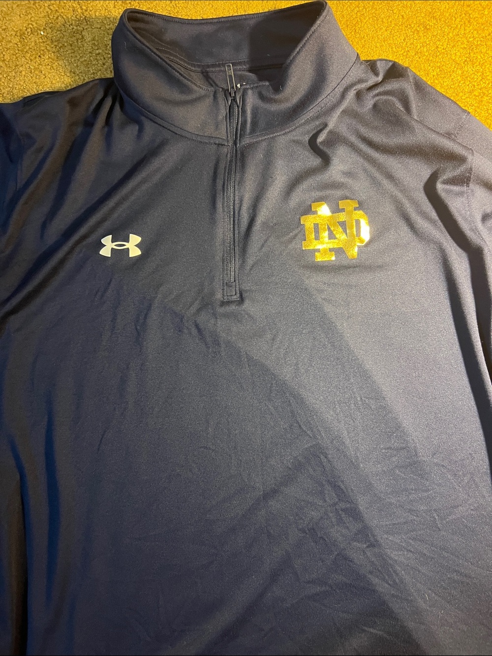 Under Armour Navy Quarter-Zip Top with Gold ND Emblem